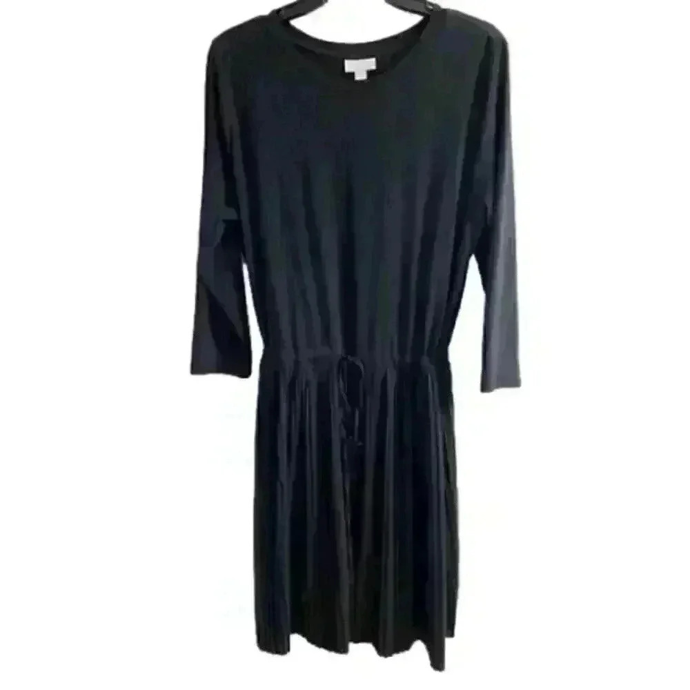 J Jill Black Long Sleeve Midi Dress Large Petite